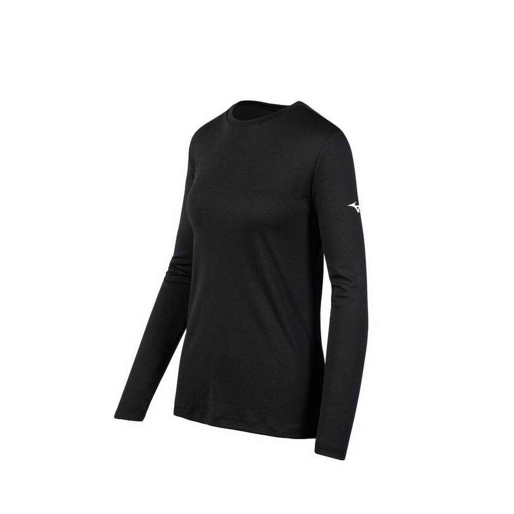 Mizuno Long Sleeve Női Futópóló Fekete TEI295147